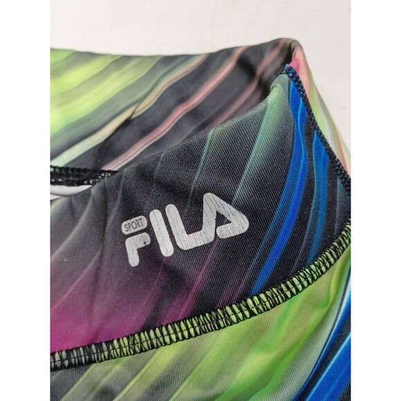 Fila Sport Performance Running Mid Rise Capri Leggings M Neon Multicolor Rainbow - Picture 6 of 7